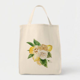 Citroner och ro bouquet tygkasse
