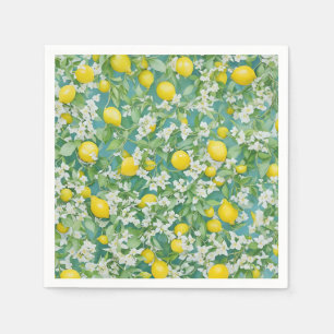Citroner och vita blommor pappersservett