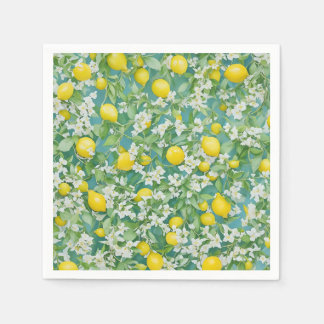 Citroner och vita blommor pappersservett