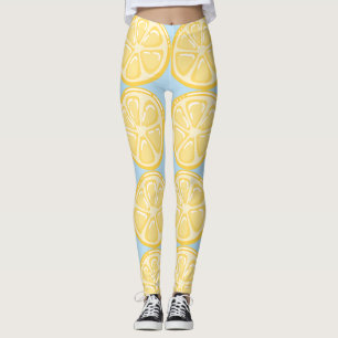 Citroner på Blek Blå bakgrundsfärg Leggings