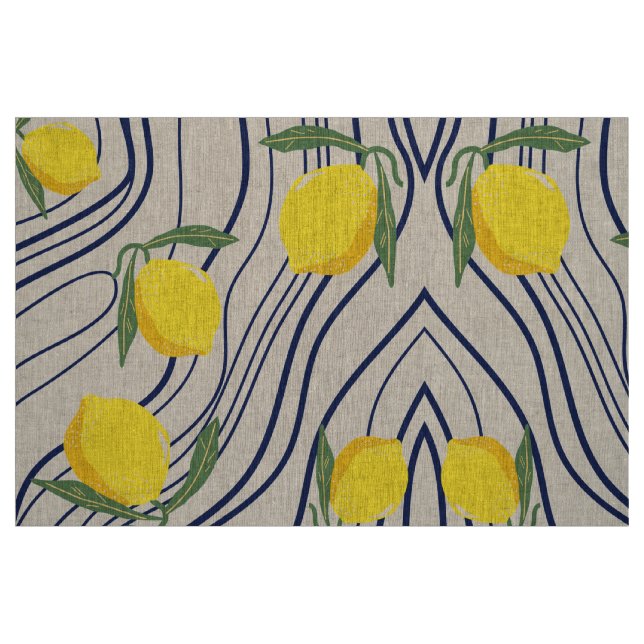 Citroner på botaniska citrusfruktkonstruktioner i  tyg (Fat Quarter)