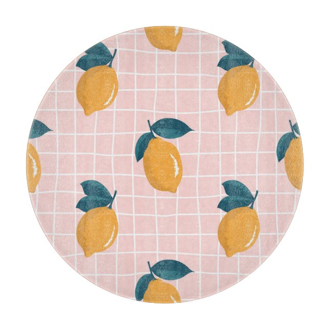 Citroner, retrogeometri, sömlös sommar mönster. (Framsidan)
