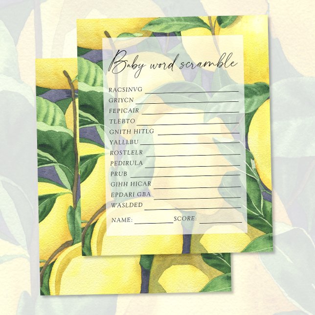 Citroner - Sätt ord i oordning baby shower spel (Skapare uppladdad)
