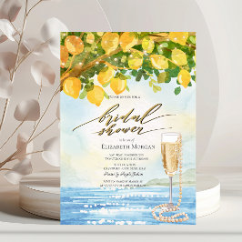 Citroner Sea Prosecco & Pärlor Bröllopsfest  Inbjudningar