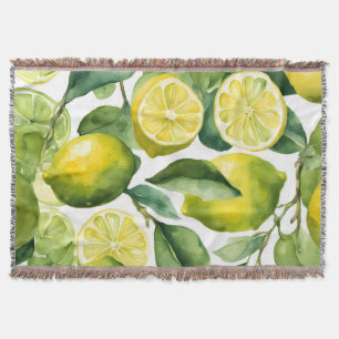 Citroner Vattenfärg Mönsterdesign Filt