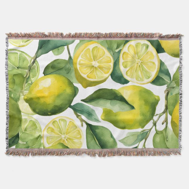 Citroner Vattenfärg Mönsterdesign Filt (Framsidan)