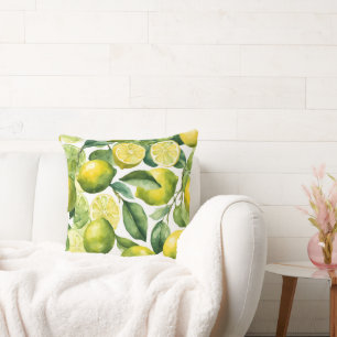 Citroner Vattenfärg Mönsterdesign Kudde