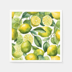 Citroner Vattenfärg Mönsterdesign Pappersservett
