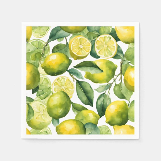 Citroner Vattenfärg Mönsterdesign Pappersservett (Framsidan)