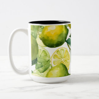 Citroner Vattenfärg Mönsterdesign Två-Tonad Mugg