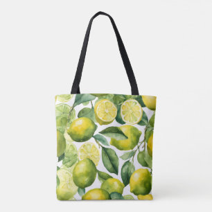 Citroner Vattenfärg Mönsterdesign Tygkasse