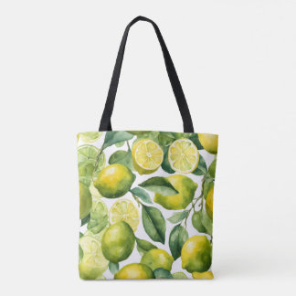 Citroner Vattenfärg Mönsterdesign Tygkasse
