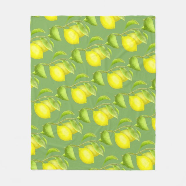 Citroner vid gren fleecefilt (Framsidan)