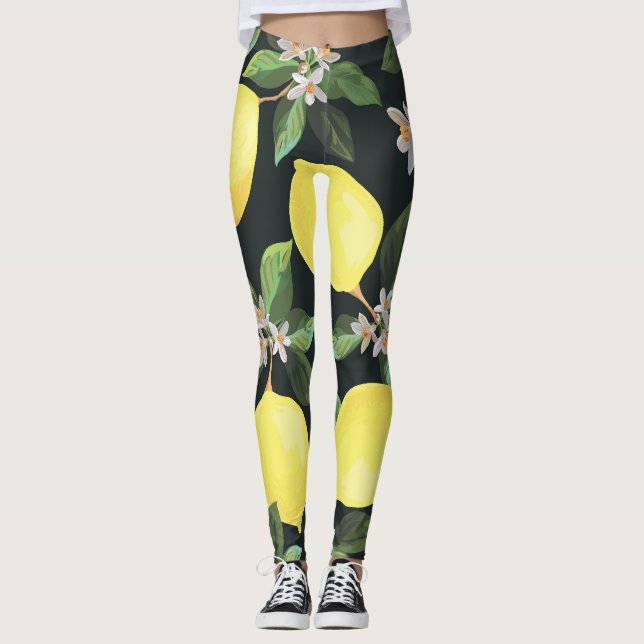 Citronfrukt: Sömlös mönsterdesign Leggings (Framsida)
