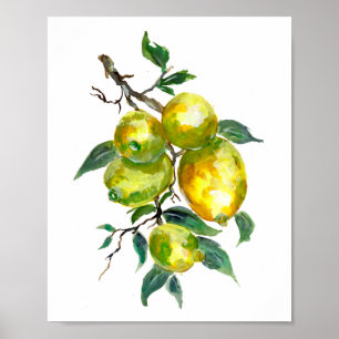 Citronfrukter som hänger från en trädgren poster