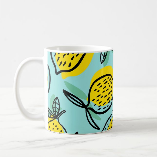 Citronfrukter: vintagen mönster sommaren. kaffemugg (Vänster)