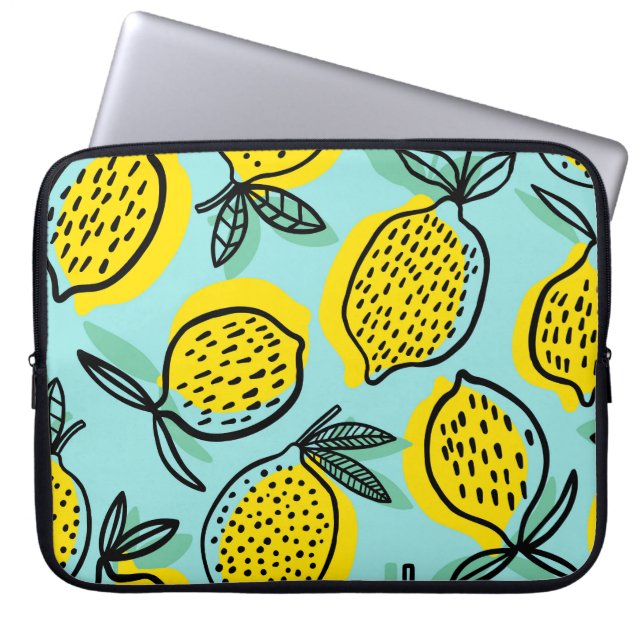Citronfrukter: vintagen mönster sommaren. laptop fodral (Framsidan)