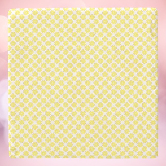 Citronfruktmönster Stenunderlägg (A coaster featuring a lemon fruit pattern)