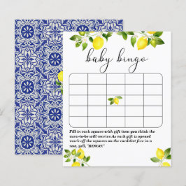 Citrongren och blå mosaik baby shower bingo spel