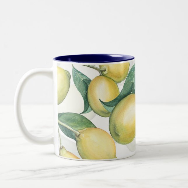 Citrongrenar Vita & Gula Landsbygd Rustik Chic Två-Tonad Mugg (Vänster)