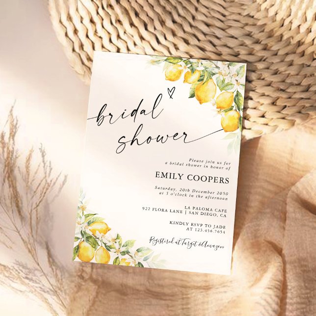 Citrongrön Citrus Bröllopsdusch-inbjudan Inbjudningar (Skapare uppladdad)