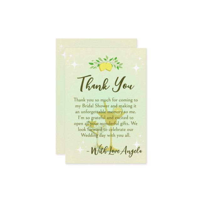 Citrongul Bröllopsfest  Tack Kort (Fram/Back In Situ)