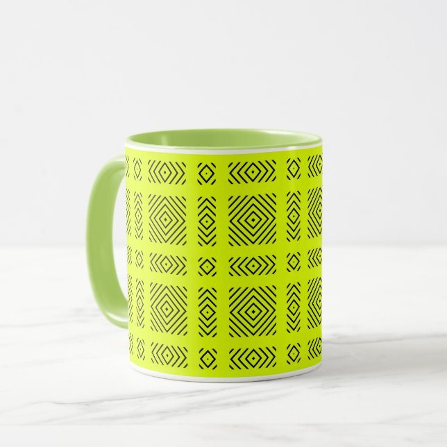 Citrongul geometrisk mönster mugg (Framsida vänster)