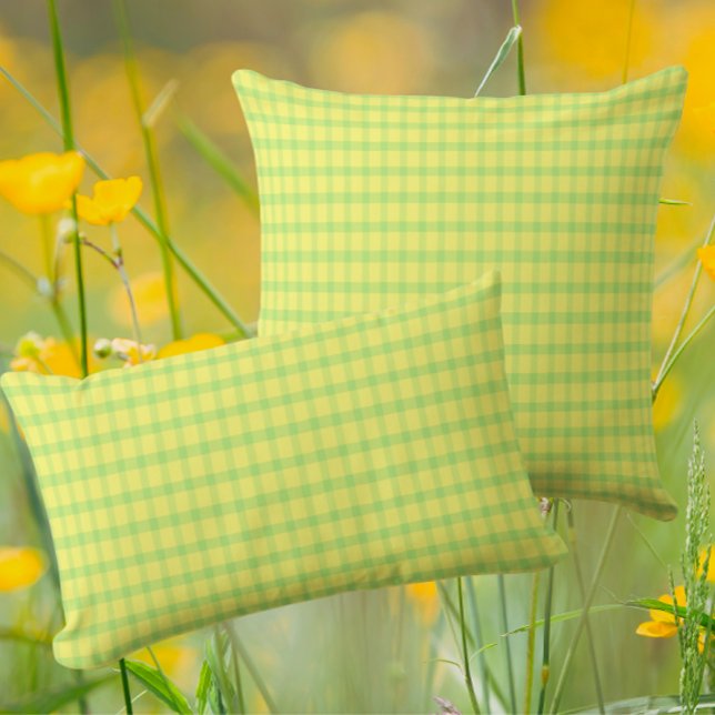 Citrongul Limegrön Rustik Karoad Rutig Lumbarkudde (Happy lemon lime pillows!)
