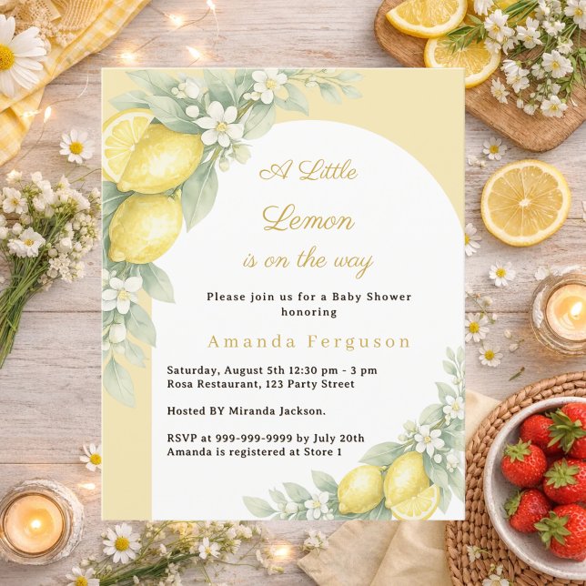 Citrongul sommar Baby Shower-inbjudan (Skapare uppladdad)
