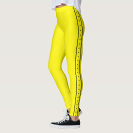 Citrongula Leggings med Svart Sidostripe