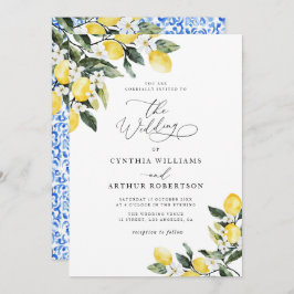 Citronhavsyl Medelhavsblå bröllop Inbjudningar