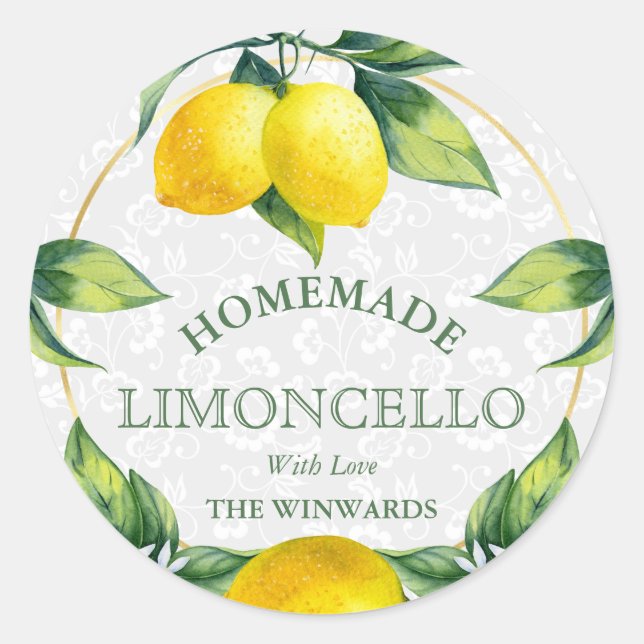 Citronkrans Hemmagjord Limoncello Etikett (Framsida)