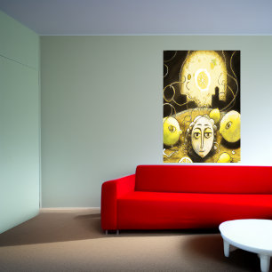 Citronlampan i citron måne AI Art Poster