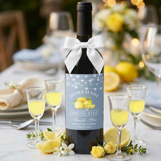 Citronljus dammig blå Limoncello flasketikett Vinflaska Etikett (Customize to change text size or text style.)