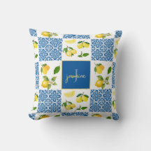 Citronmonogram Namn Fransk Landsbygd Kakel Mönster