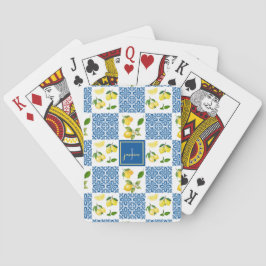 Citronmonogramnamn fransk lanträdgårdsplattformsde casinokort