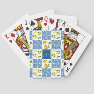 Citronmonogramnamn fransk lanträdgårdsplattformsde casinokort