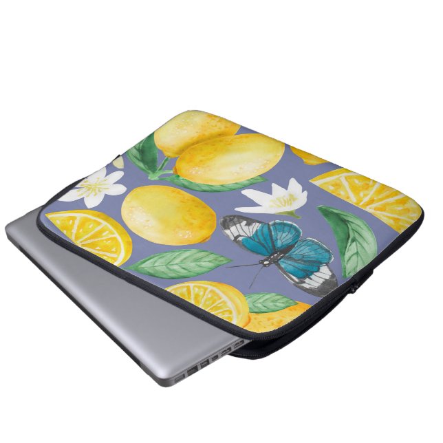 citronmönster akvarell laptop fodral (Framre botten)