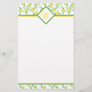 Citronmönster monogram brevpapper