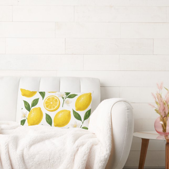 Citronmönsterdesign | Färsk Citrus Sommarmönster  Lumbarkudde (Soffa)