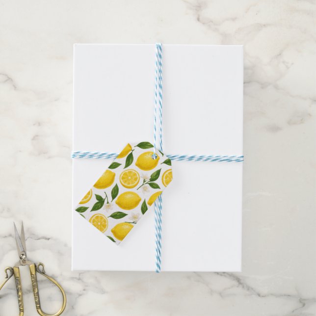 Citronmönsterdesign  presentetikett (Med Snöre)