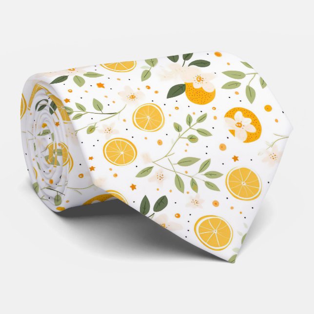 Citronmönstrad Herrhalsduk  Slips (Rullad)