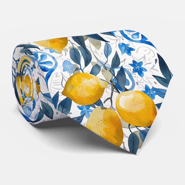 Citronmönstrad Herrhalsduk  Slips (Rullad)