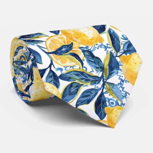Citronmönstrad Herrkrage  Slips (Rullad)
