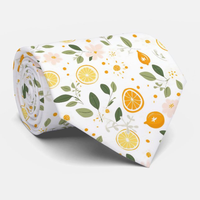 Citronmönstrad Herrkrage  Slips (Rullad)