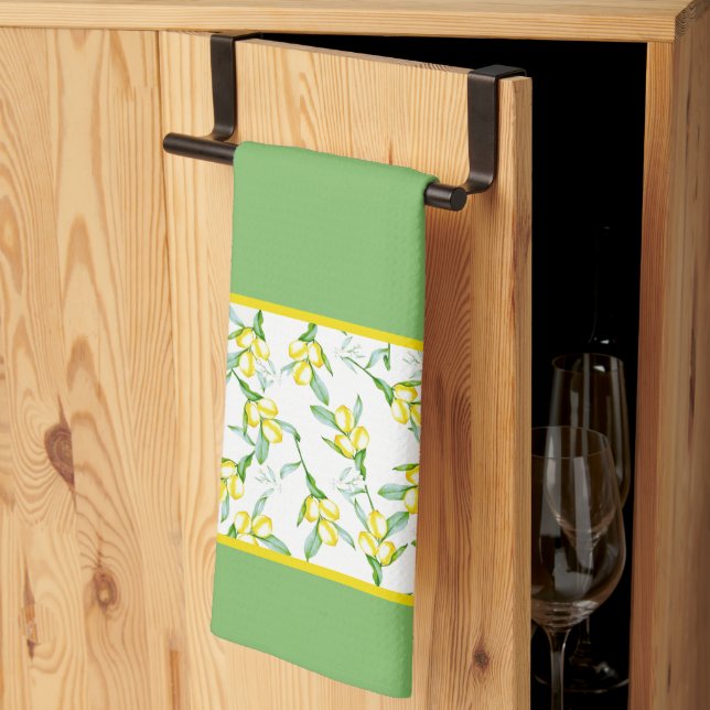 Citronmönstrat kökshandduk (Thirds Fold)