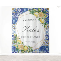 Citronmosaikplattor Bröllosdusch Välkomst Bakgrund