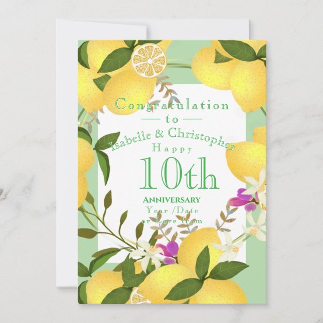 Citronpress Bröllopsjubileum Grön Julkort (Framsida)