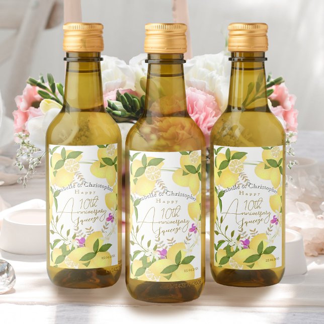 Citronpress  vinetikett (10th Wedding Anniversary Lemon Squeeze Wine Label)
