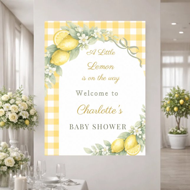 Citronrutig båge välkommen Baby Shower Poster (Skapare uppladdad)